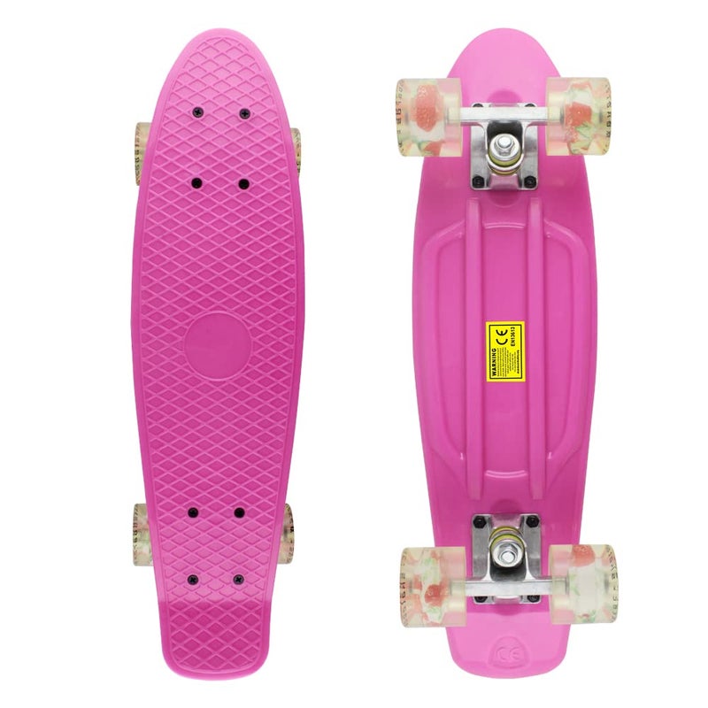 Meketec Skateboards Pink Complete Little Cruiser Retro Skateboard for Kids Boys Youths Beginners Daughter 22 inch (Pink) - Image 2